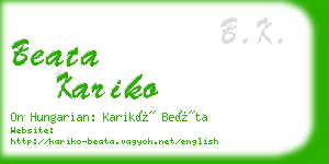 beata kariko business card